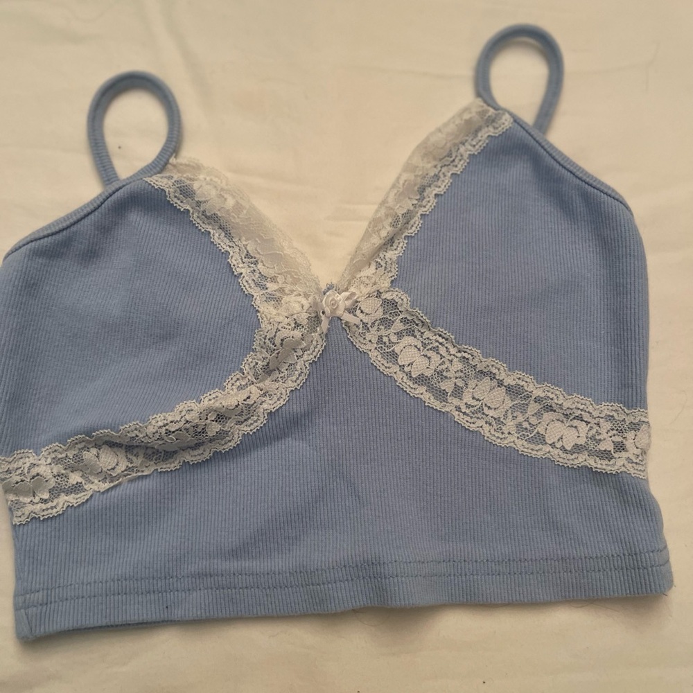 Blue Lace Trim Bralette